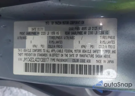 2012 Mazda Mazda5 Touring from USA, damaged, VIN JM1CW2CL4C0108817